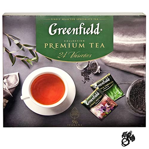 esnado Greenfield Tee Set PREMIUM tea 96 Beutel (tea bags) 24 Sorten/Geschenkset/Tee Collection/Mit Drachenanhänger von esnado