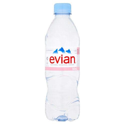 Evian Natürliche Mineralwasserflaschen, 500 ml, 2 Stück, 48 Stück von Evian