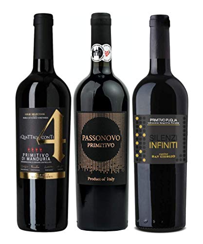 3 er Probierpaket Primitivo | 3 Flaschen Rotwein aus Apulien | Weinprobe-Set | 3 x 0,75l von fabelhafte-geschenke
