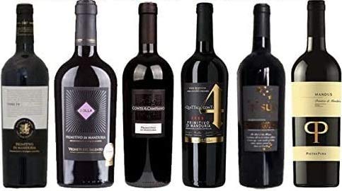 6er Probierpaket Primitivo di Manduria | 6 x 0,75 L. | Rotwein aus Apulien | trocken von FABELHAFTE GESCHENKE