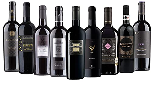 9 er Primitivo Probierpaket | Rotwein aus Italien | Apulien | trocken | 9 x 0,75l von fabelhafte-geschenke