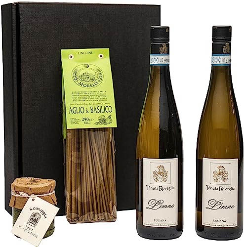 Geschenkkorb für Feinschmecker mit Lugana, Weißwein aus Italien, trocken, Pasta und Pesto alla Genovese. Eine leckere Geschenkidee für besondere Anlässe. von FABELHAFTE GESCHENKE