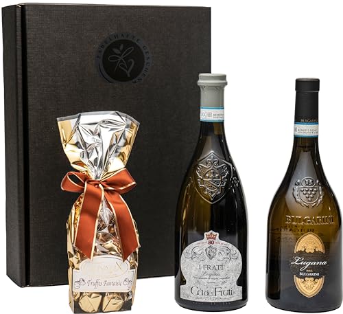 Geschenkset Lugana, Weißwein aus Italien, mit Schokoladentrüffeln in schöner Präsentverpackung von FABELHAFTE GESCHENKE