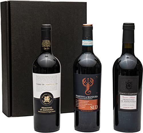 Geschenkset Primitivo di Manduria | 3 hochwertige italienische Rotweine aus Apulien | trocken | 3 x 0,75 L | Geschenkset für Weingenießer Geschenkset Primitivo di Manduria | 3 hochwertige italienische Rotweine aus Apulien | trocken | 3 x 0,75 L | Geschenkset für Weingenießer von FABELHAFTE GESCHENKE