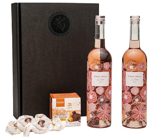 Geschenkset Roséwein mit Schokoladentrüffel und Amaretti von FABELHAFTE GESCHENKE