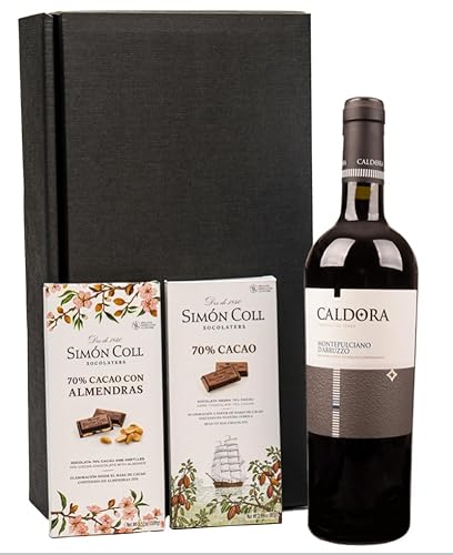Geschenkset italienischer Rotwein Montepulciano d'Abruzzo mit edler Schokolade von Simón Coll von FABELHAFTE GESCHENKE