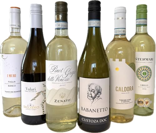 Weißwein Probierpaket Italien | Weinreise durch Italien | Weinprobe-Gourmet Set | 6 x 0,75L | trocken von FABELHAFTE GESCHENKE