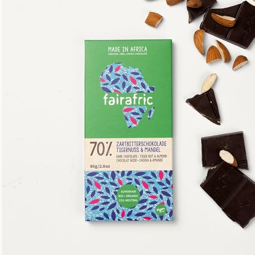 fairafric 70% Bio-Zartbitterschokolade Tigernuss & Mandel (6 x 80 gr) von fairafric