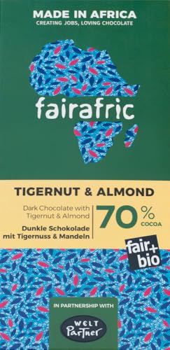70% Bio-Zartbitterschokolade mit Tigernuss & Mandel 6 x 80 gr von fairafric