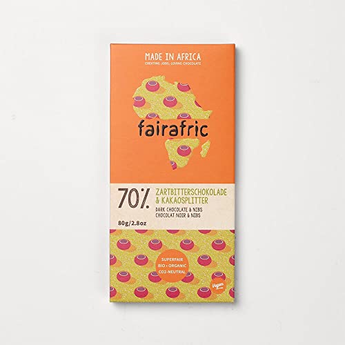 fairafric 70% Bio-Zartbitterschokolade & Kakaosplitter (6 x 80 gr) von fairafric