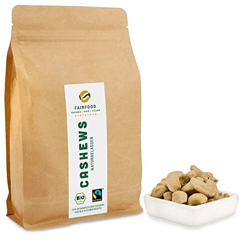 Bio Fairtrade Cashewkerne: Naturbelassen (700g) | Cashews aus Burkina Faso | Natürliche Qualität und fair gehandelt von fairfood Freiburg