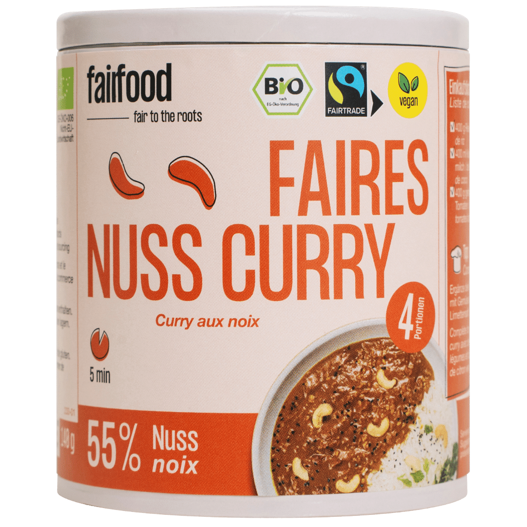 Faires Nuss Curry Papierdose, 140g Faires Nuss Curry Papierdose, 140g von fairfood