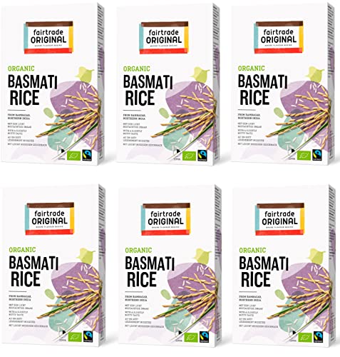 fairtrade ORIGINAL Bio Basmati Reis | 6x 400g fairtrade Basmati Rice organic aus Indien | aromatisch mit leicht nussigem Geschmack | loser Bio Basmatireis aus der Tiefebene des Himalayas von fairtrade ORIGINAL