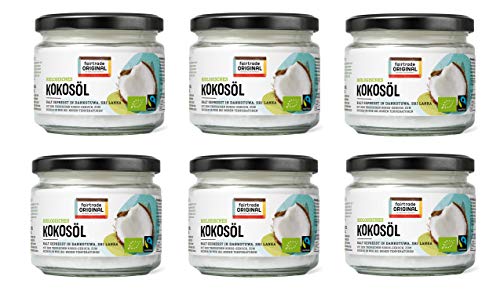 Bio Kokosöl von Fairtrade Original | Kokosöl Bio kaltgepresst| natives Kokosöl aus Sri Lanka| Kokos Öl Bio native im Glas | Kokosnuss Öl | Coconut Oil | Cocosöl (6 Gläser (je 300 ml)) von fairtrade ORIGINAL