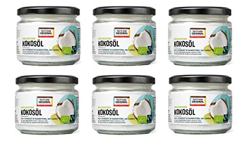 Bio Kokosöl von Fairtrade Original | Kokosöl Bio kaltgepresst| natives Kokosöl aus Sri Lanka| Kokos Öl Bio native im Glas | Kokosnuss Öl | Coconut Oil | Cocosöl (6 Gläser (je 300 ml)) von fairtrade ORIGINAL