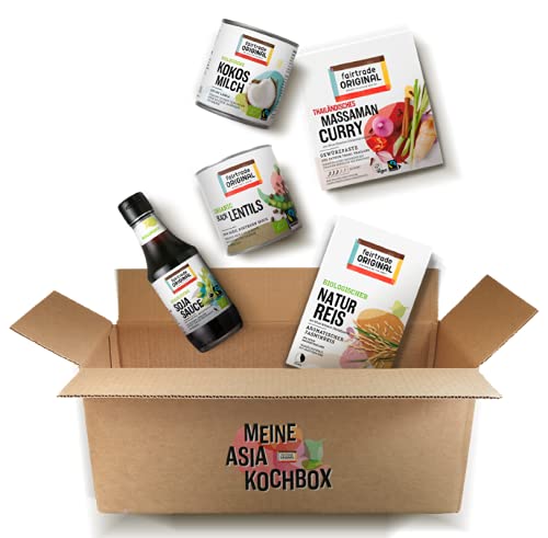 Fairtrade Original Asia Kochbox | Massaman Curry | Kochbox asiatisch mit Zutaten und Kochanleitung | vegane Zutaten | thailändisches Curry mit Reis Geschenkset von fairtrade ORIGINAL