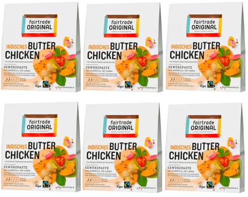 fairtrade ORIGINAL Indisches Butter Chicken Curry-Paste | Gewürzpaste aus Sri Lanka | Asiatisches Gewürz für Murgh makhani Curry | vegane Kräuterpaste ohne künstliche Zusätze (6x 75g) von fairtrade ORIGINAL