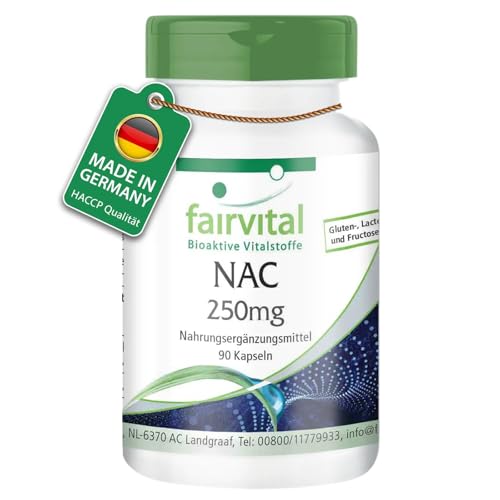 Fairvital | NAC 250mg - 90 Kapseln - N-Acetyl-Cystein - Aminosäure Fairvital | NAC 250mg - 90 Kapseln - N-Acetyl-Cystein - Aminosäure von fairvital