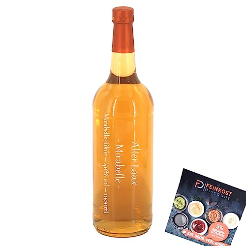 Alter Laux Mirabelle -1 Liter - 40% Mirabellenlikör | mit Rezeptheft von fd feinkost discount