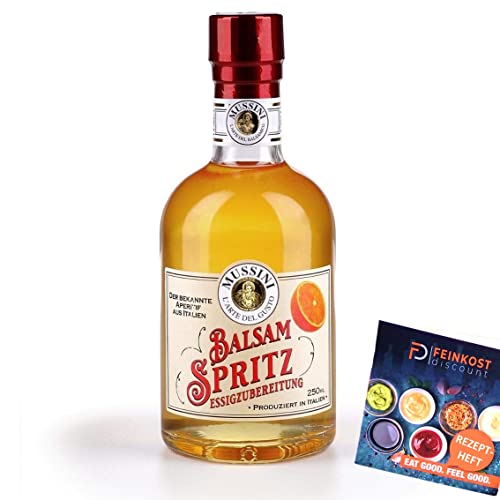 Balsam Spritz – 250ml Essig 4% Säure | mit Rezeptheft | WürzWerk Mussini | Balsam Essig mit Sprizaroma - Essigzubereitung von fd feinkost discount