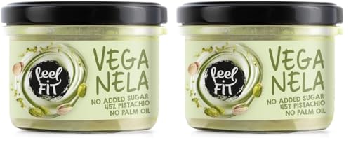 Feel FIT VEGANELA 45% Pistazie, natürliche und vegane Pistaziencreme ohne Zuckerzusatz und ohne Palmöl, 200 g (Packung mit 2) von feel fit