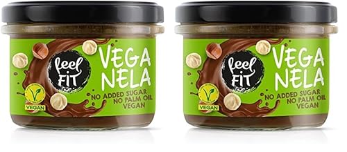 Feel FIT VEGANELA Kakao-Haselnuss-Aufstrich, ohne Zuckerzusatz, ohne Palmöl & vegan 200 g (Packung mit 2) von feel fit