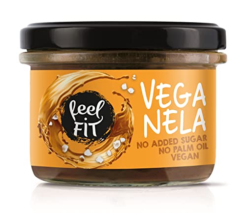 Feel FIT VEGANELA Salted Caramel, gesalzener Karamellaufstrich, ohne Zuckerzusatz, ohne Palmöl & vegan 200 g, Mittel von feel fit