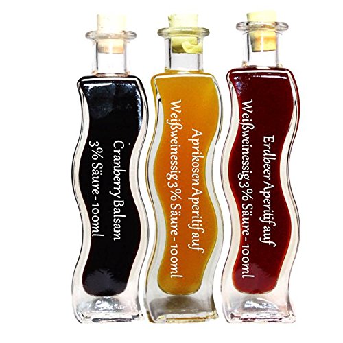 Geschenkset & Probierset | 3 x 100ml Essig | Erdbeer Essig - Aprikosen Essig - Cranberry Balsam von feinkostdiscount24