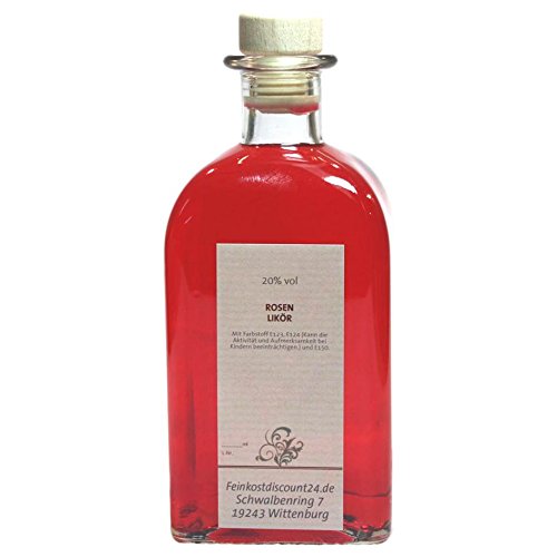 Rosen Likör - 500 ml - 20% vol. fruchtig | Fein liebliches Rosenaroma verführt Ihre Sinne! Rosenlikör in der Ant Farm von feinkostdiscount24