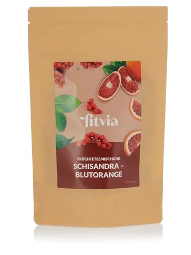 fitvia Früchtetee - 100g loser Tee für bis zu 34 Tassen, erlesene Zutaten (Schisandra-Blutorange) von fitvia