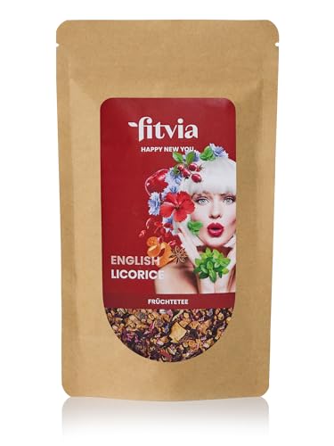 fitvia Früchtetee "English Licorice": loser Tee, Früchtetee Minz-Lakritz - echte Fruchtstücke, ohne Zuckerzusatz, 100g von fitvia