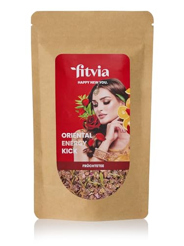 fitvia Früchtetee "Oriental Energy Kick": loser Tee, Früchtetee Rosen-Guarana - echte Fruchtstücke, ohne Zuckerzusatz, 100g fitvia Früchtetee "Oriental Energy Kick": loser Tee, Früchtetee Rosen-Guarana - echte Fruchtstücke, ohne Zuckerzusatz, 100g von fitvia