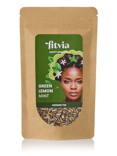 fitvia Grüner Tee "Green Lemon Mint": loser Tee, Minz-Limette - echte Fruchtstücke, ohne Zuckerzusatz, 100g von fitvia