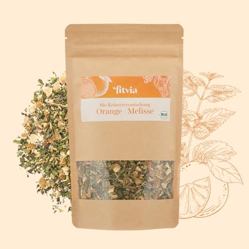 fitvia Premium-Bio Kräutertee, loser Tee I für bis zu 34 Tassen I höchste Reinheits- und Qualitätsstandards I (Orange-Melisse) von fitvia