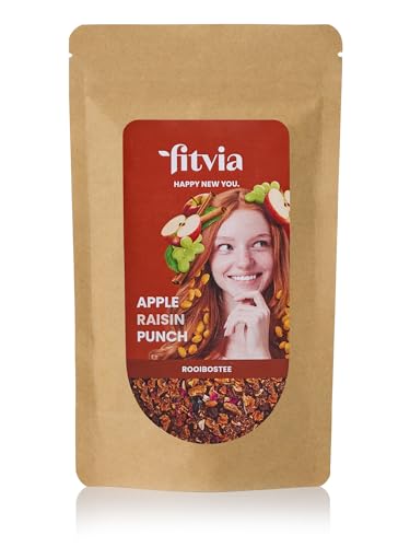fitvia Rooibostee "Apple Raisin Punch": loser Tee, Apfel-Weinbeere - echte Fruchtstücke, ohne Zuckerzusatz, 100g von fitvia
