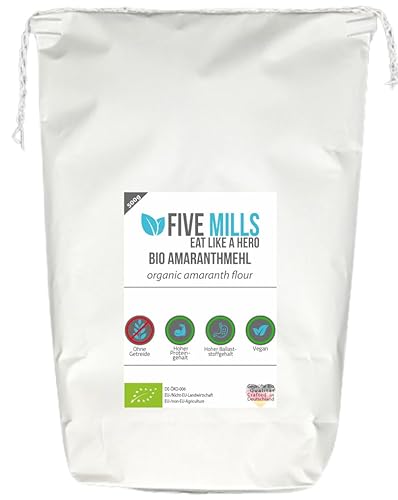 BIO Amaranth Mehl 1x500g - ideal als Beimehl für Gebäck oder Pfannkuchen - geeignet für eine SLOWER CARB oder Keto Diät - 14% Eiweiß unterstützen beim Muskelaufbau und Muskelerhalt BIO Amaranth Mehl 1x500g - ideal als Beimehl für Gebäck oder Pfannkuchen - geeignet für eine SLOWER CARB oder Keto Diät - 14% Eiweiß unterstützen beim Muskelaufbau und Muskelerhalt von five mills