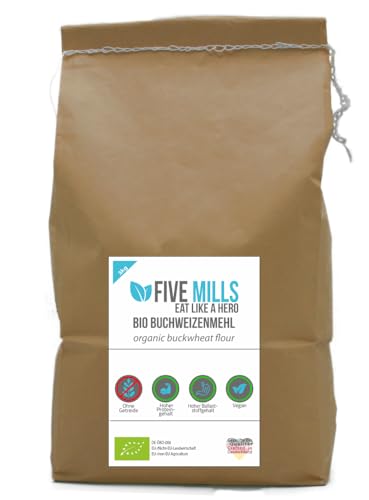 BIO Buchweizen Mehl 1x3kg - ideal um z.B. veganes Gebäck, Pfannkuchen oder Nudeln selber zu machen - geeignet für eine SLOWER CARB oder Keto Diät - 12% Eiweiß BIO Buchweizen Mehl 1x3kg - ideal um z.B. veganes Gebäck, Pfannkuchen oder Nudeln selber zu machen - geeignet für eine SLOWER CARB oder Keto Diät - 12% Eiweiß von five mills