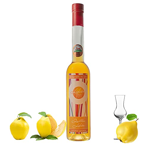 Premium Quitten Likör 350ml 20,60% vol. | Aromatischer Frucht Quittenlikör | Ideal als Geschenk für Likör Liebhaber | Partylikör Partyshot | Quince Liqueur von Likör-Genusswerkstatt