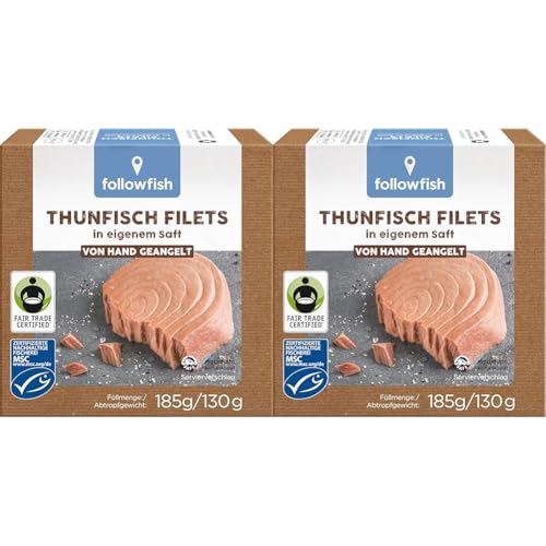 followfish MSC Thunfisch Filets im eigenen Saft, 185 g (Packung mit 2) von followfish