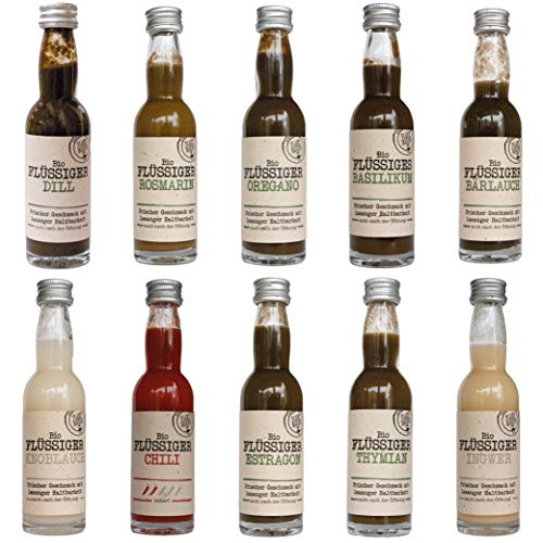 10 verschiedene Bio Küchenkräuter flüssig 10 verschiedene Bio Küchenkräuter flüssig von foodie & friends
