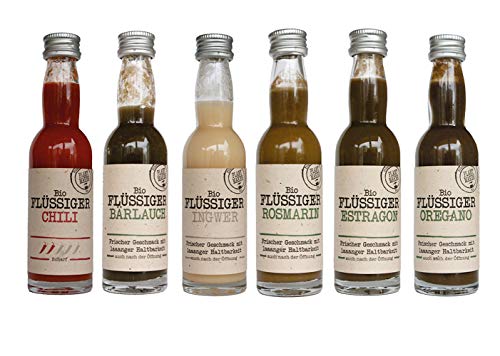 Plant Maker ”Flüssige Bio Kräuter” Set / 6 x 40ml, bestehend aus Chili, Bärlauch, Ingwer, Rosmarin, Estragon, Oregano Plant Maker ”Flüssige Bio Kräuter” Set / 6 x 40ml, bestehend aus Chili, Bärlauch, Ingwer, Rosmarin, Estragon, Oregano von foodie & friends