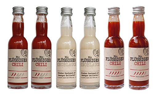 Northern A/S ”Flüssige Bio Kräuter” Set "scharf & schärfer", 6 x 40ml, bestehend aus 2 x Chili scharf, 2 x Chili EXTRA scharf, 2 x Knoblauch Northern A/S ”Flüssige Bio Kräuter” Set "scharf & schärfer", 6 x 40ml, bestehend aus 2 x Chili scharf, 2 x Chili EXTRA scharf, 2 x Knoblauch von foodie & friends