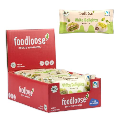 foodloose White Delights Pistazie | Cremiger Dattelsnack mit veganer weißer Schokolade & Pistazienfüllung | Bio, vegan, glutenfrei & ohne künstliche Zusätze | Vorteilspack (12 x 40g) von foodloose