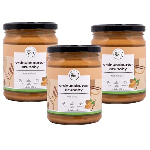 for you erdnussbutter crunchy Dreierpack 3x500g aus 100% naturbelassenen Erdnüssen - Natürliche Proteinquelle & ballaststoffreich - Ohne Palmöl, Zucker oder sonstige Zusatzstoffe for you erdnussbutter crunchy Dreierpack 3x500g aus 100% naturbelassenen Erdnüssen - Natürliche Proteinquelle & ballaststoffreich - Ohne Palmöl, Zucker oder sonstige Zusatzstoffe von for you
