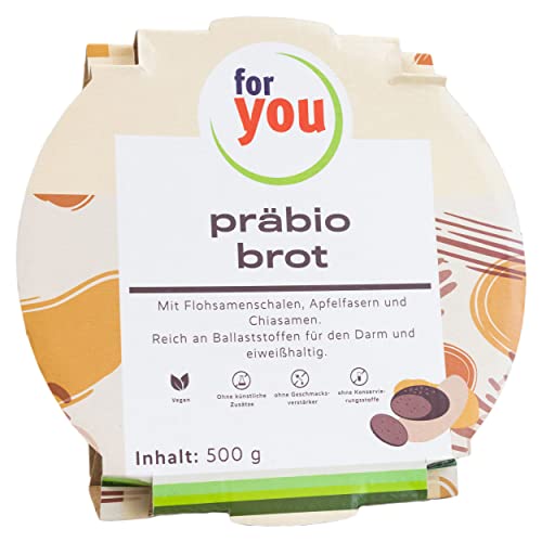 for you präbio brot - Saftiges, verzehrfertiges Hafer-Vollkornbrot mit Präbiotischen-Ballaststoffen für den Darm - Fitnessbrot - ohne künstliche Zusätze, schonende Herstellung (1 Stück, 500, gramm) von for you
