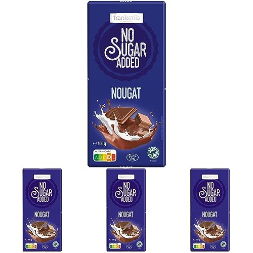 frankonia CHOCOLAT NO SUGAR ADDED Nougat Schokolade glutenfrei, 100 g (Packung mit 4) von frankonia CHOCOLAT