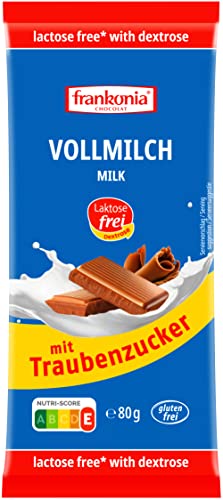 frankonia CHOCOLAT Vollmilch mit Traubenzucker laktosefrei & glutenfrei, Schokolade, 80 gramm von frankonia CHOCOLAT