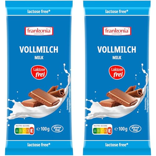 frankonia CHOCOLAT Vollmilchschokolade laktosefrei & glutenfrei, 100 g (Packung mit 2) von frankonia CHOCOLAT