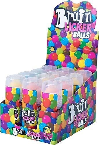 freekee Brain Licker Balls, 12 Zungenroller mit saurem Flüssigbonbon mit Fruchtgeschmack | Tray mit 12 Packungen (12 x 80 g) von freekee