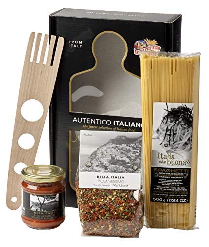 Kochbox "Autentico Italiano" italienische Pastabox inkl. Spaghetti, Gewürz, Sauce und Portionierer von freund
